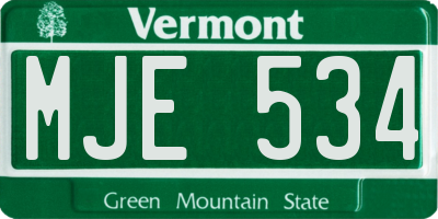 VT license plate MJE534