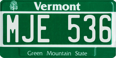 VT license plate MJE536