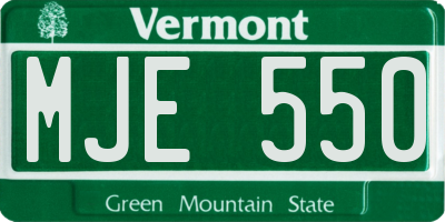 VT license plate MJE550