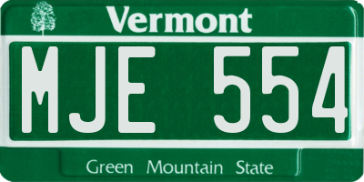 VT license plate MJE554