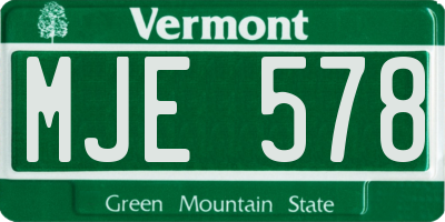 VT license plate MJE578