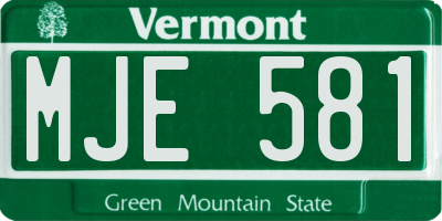 VT license plate MJE581