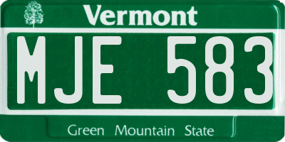 VT license plate MJE583