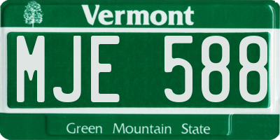 VT license plate MJE588