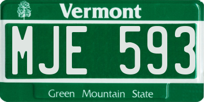 VT license plate MJE593