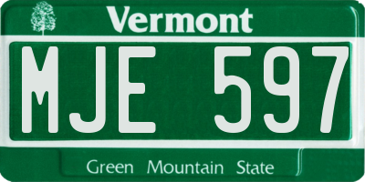 VT license plate MJE597