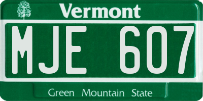 VT license plate MJE607