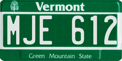VT license plate MJE612