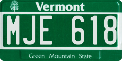 VT license plate MJE618