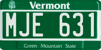 VT license plate MJE631