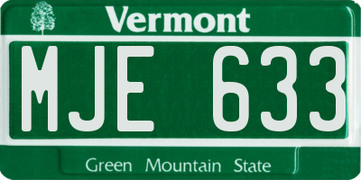 VT license plate MJE633