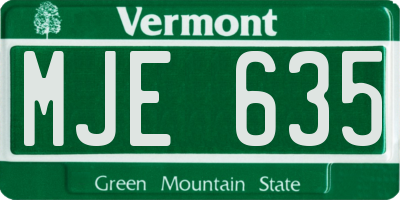 VT license plate MJE635