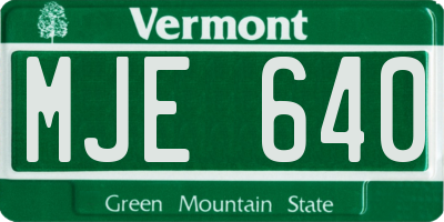 VT license plate MJE640