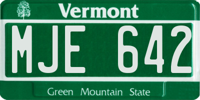 VT license plate MJE642