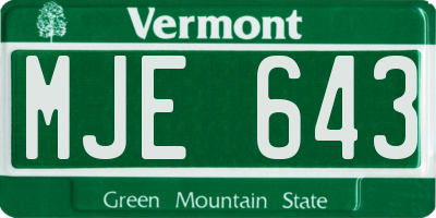 VT license plate MJE643