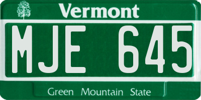 VT license plate MJE645