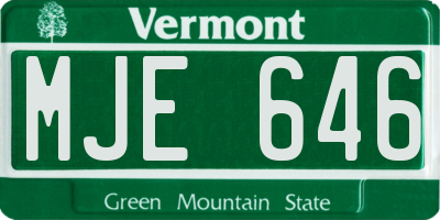 VT license plate MJE646