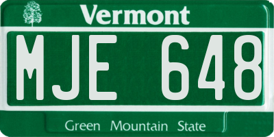 VT license plate MJE648