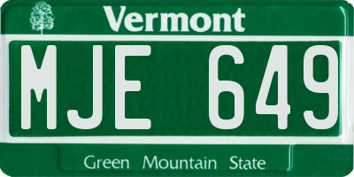 VT license plate MJE649