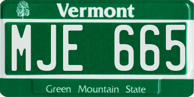 VT license plate MJE665