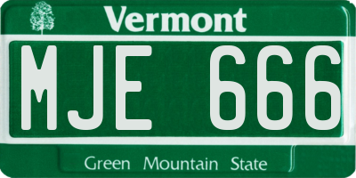 VT license plate MJE666