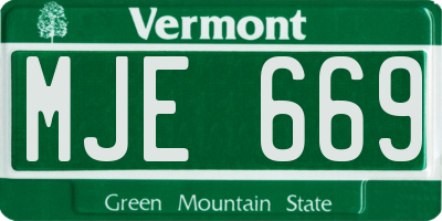VT license plate MJE669