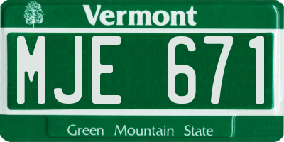 VT license plate MJE671