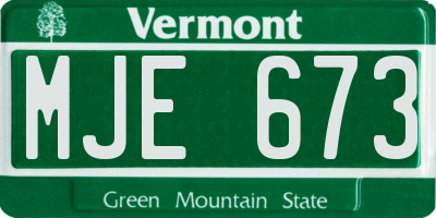 VT license plate MJE673