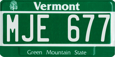 VT license plate MJE677