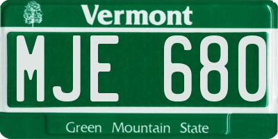 VT license plate MJE680