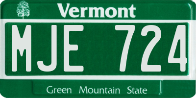 VT license plate MJE724