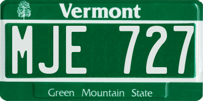VT license plate MJE727