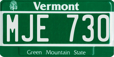 VT license plate MJE730