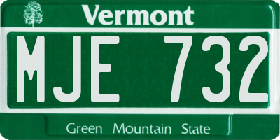 VT license plate MJE732