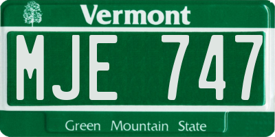 VT license plate MJE747