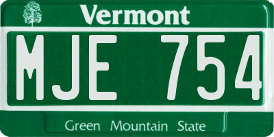 VT license plate MJE754