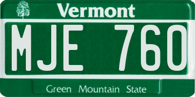 VT license plate MJE760