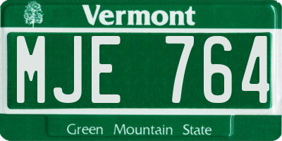 VT license plate MJE764