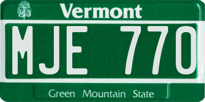 VT license plate MJE770