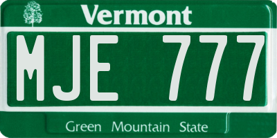 VT license plate MJE777