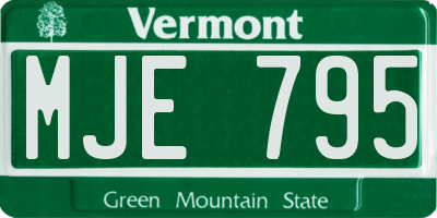 VT license plate MJE795