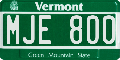 VT license plate MJE800