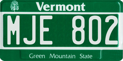 VT license plate MJE802