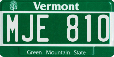 VT license plate MJE810