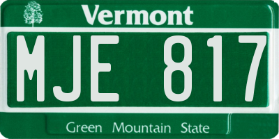 VT license plate MJE817