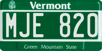 VT license plate MJE820