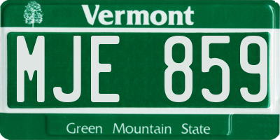 VT license plate MJE859