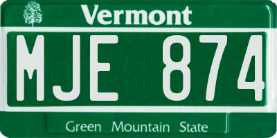 VT license plate MJE874