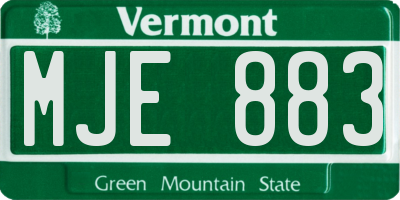 VT license plate MJE883
