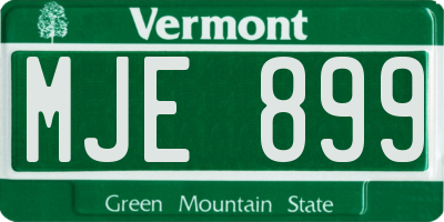 VT license plate MJE899